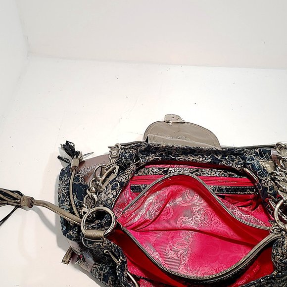 .114 SHOW Sharif Designed In New York Metallic Blue Green Sparkle Handbag - Picture 7 of 14